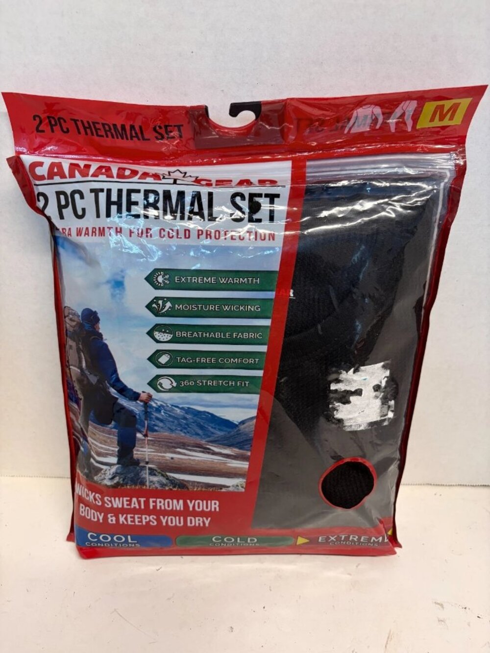Canada Gear Men's Thermal Base Layer, Medium, Black 2 pc Set Extreme NEW